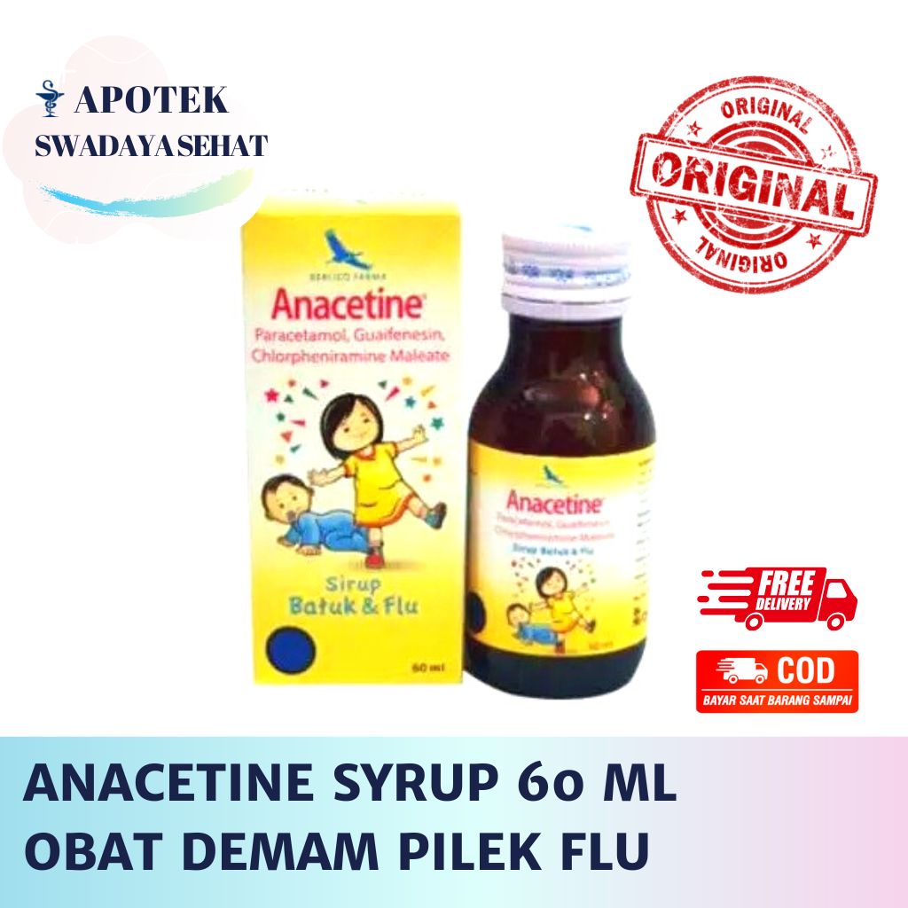 ANACETINE Syrup 60 ML - Obat Demam Pilek Flu Anak Sirup Anacetin