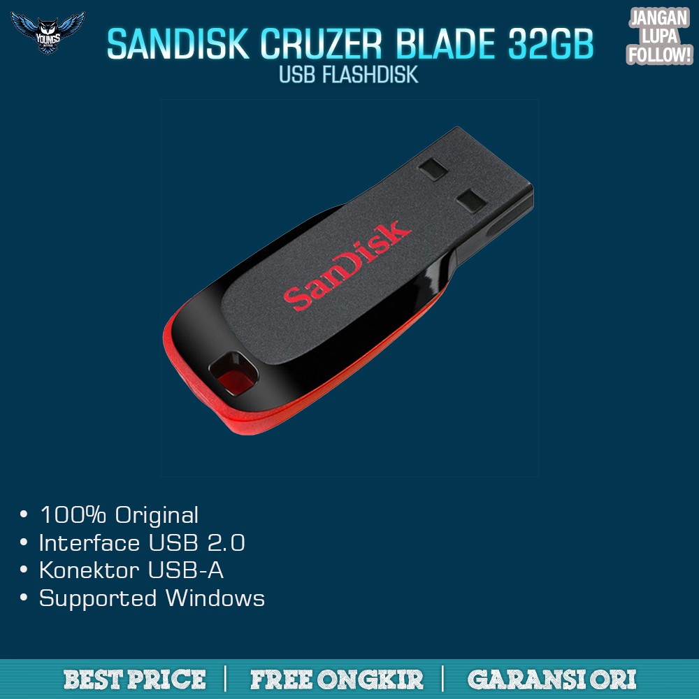 SANDISK 32GB CRUZER BLADE ORIGINAL FLASHDISK FLASH DRIVE