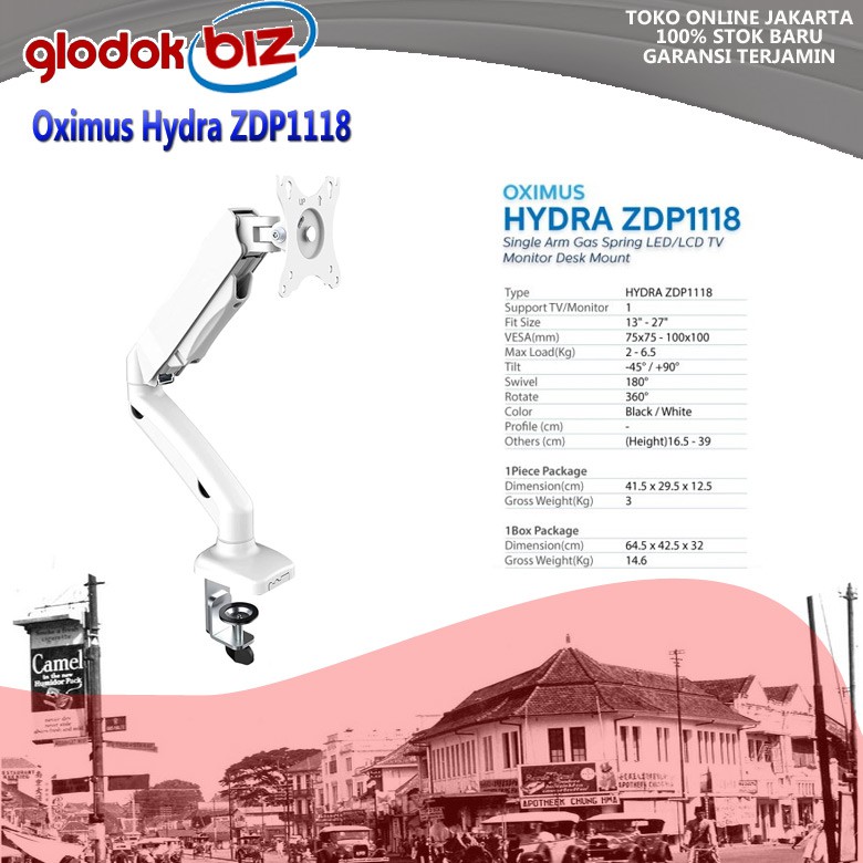 Oximus Hydra ZDP1118 (13"-27") Bracket Jepit Meja 1 LED White
