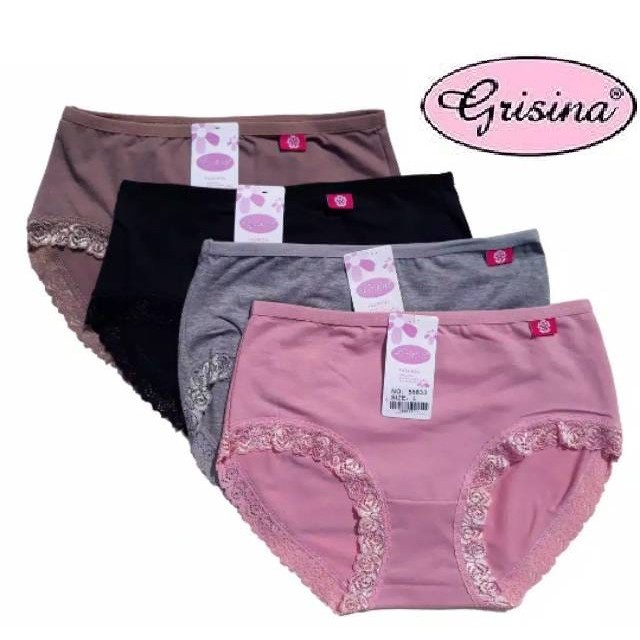 CD Wanita Grisina Size L XL XXL XXXL/4L Jumbo Pakaian Dalam Wanita CD Cewek Grisina Renda Katun Jumb
