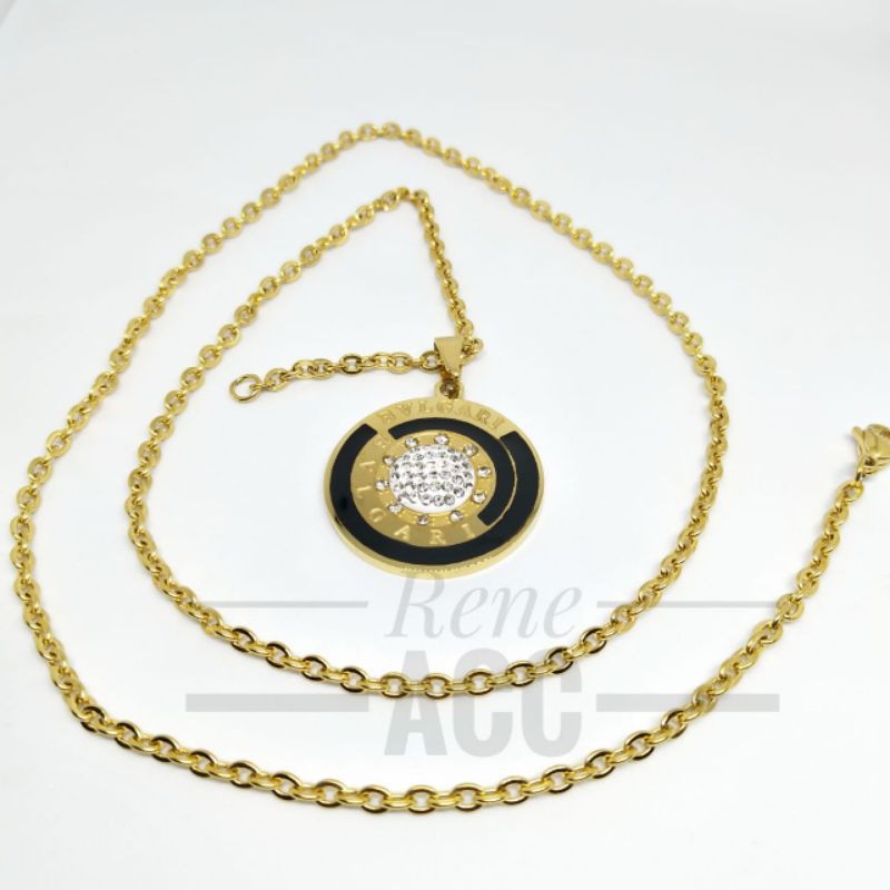 Kalung Wanita Titanium Bvlgari premium panjang 60 cm