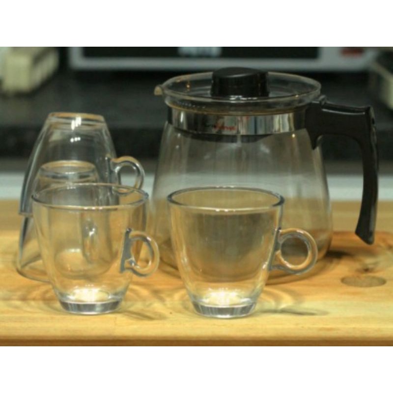 Krishome set teko teh dengan cangkir - Hitam