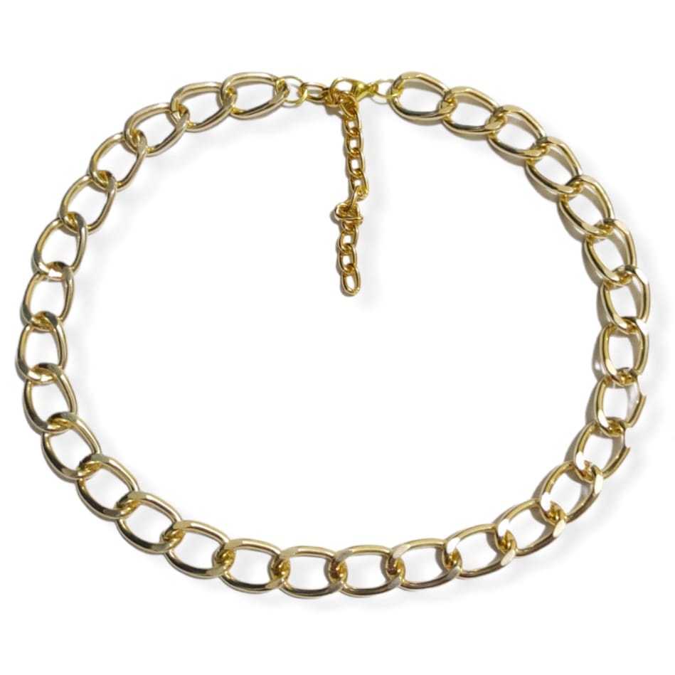 Kalung Choker Retro Rantai Besar Pipih Edgy Style Chain Necklace