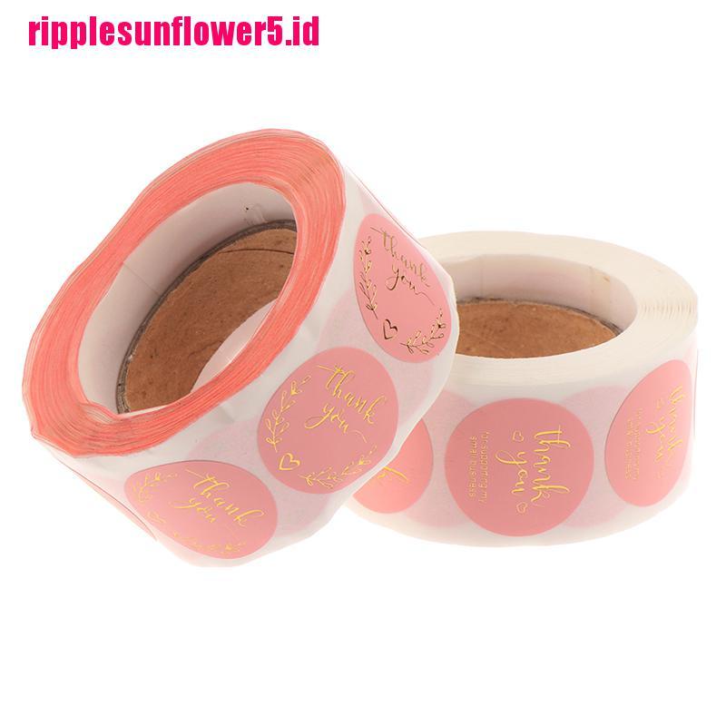 # Kaos T-Shirt Wanita Lengan Pendek Motif Print #500pcs Stiker Bundar Tulisan Thank You Warna Pink Untuk Segel
