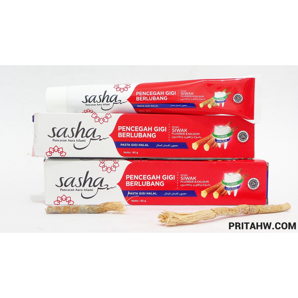 Pasta Gigi Halal Sasha PGB/ Whitening/ Antibacterial 65g