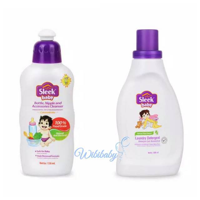 Sleek Baby (Natural Antibacterial) Bottle, Nipple &amp; Accessories Cleanser / Laundry 500 ml Botol