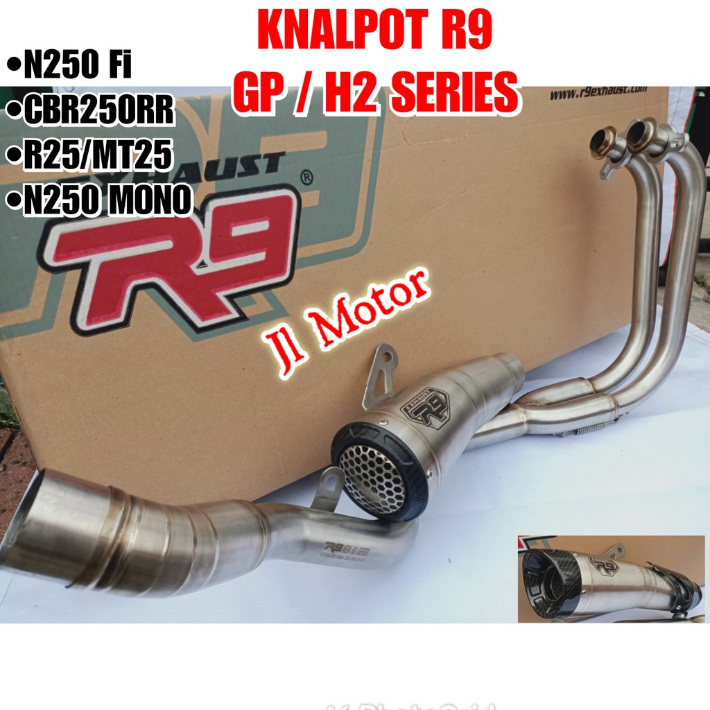 KNALPOT R9 GP H2 SS SERIES NINJA 250 FI  - N250 Fi - Z250 - CBR250 RR - R25 MT25 NINJA 250 2018 Up NINJA MONO RR MONO N250 MONO ORIGINAL