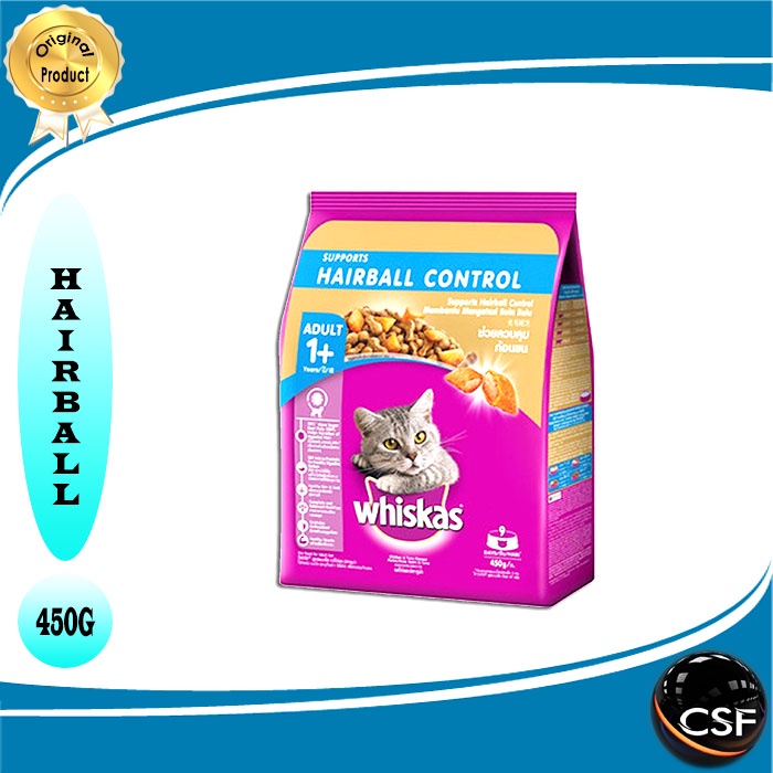 Makanan kucing Whiskas Hairball Control 450gr