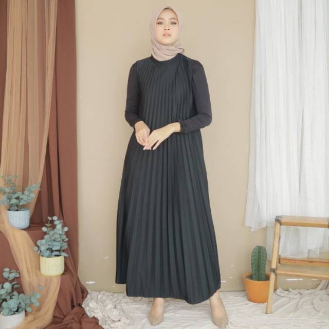 Dress Plisket Tanpa Lengan / Gamis Plisket Sleveless Terlaris