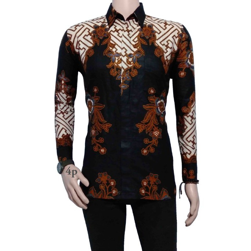 BSWART BATIK HRB026 Kenongo Hem Pendek Padi Pekalongan M L XL Batik Pria MURAH