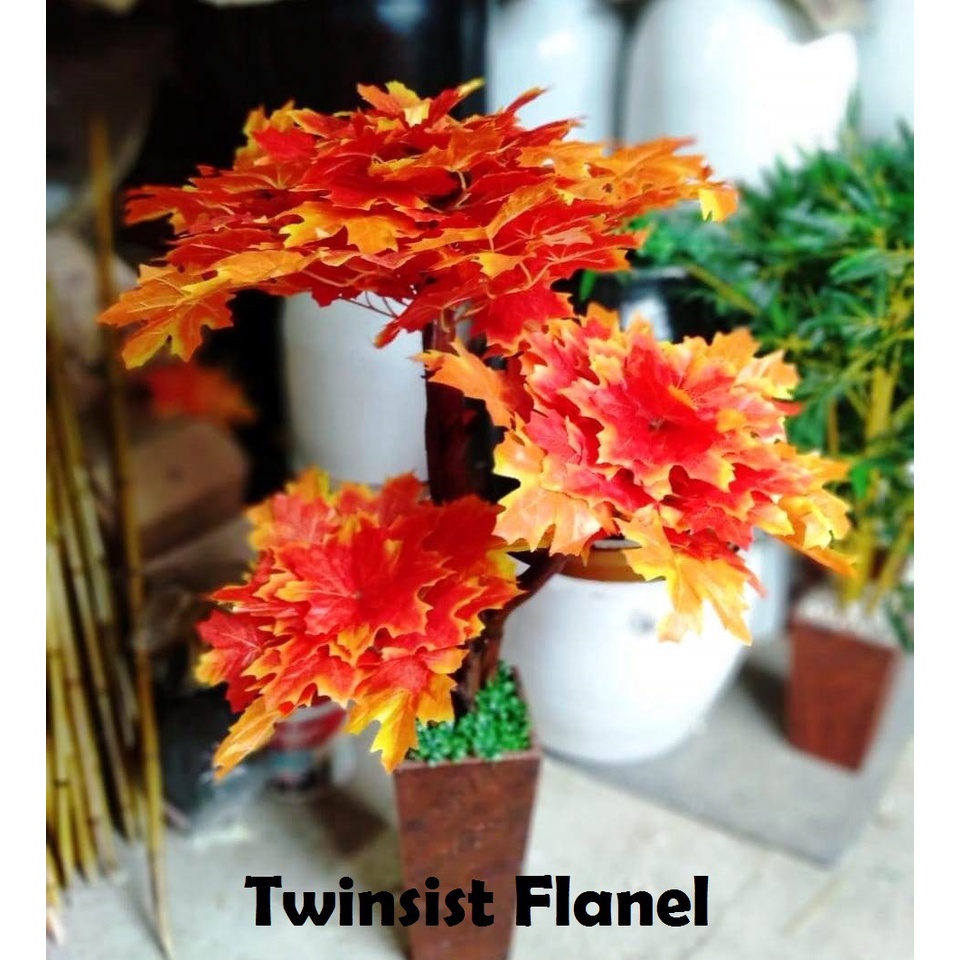 Pohon Bonsai Maple Plastik Artificial Palsu 120Cm/Hiasan Sudut Ruangan/Bunga Hias Plastik/Dekorasi