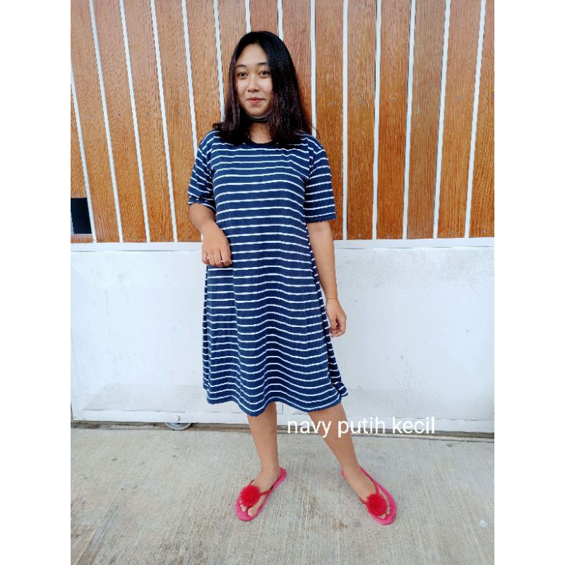 dress salur lengan pendek