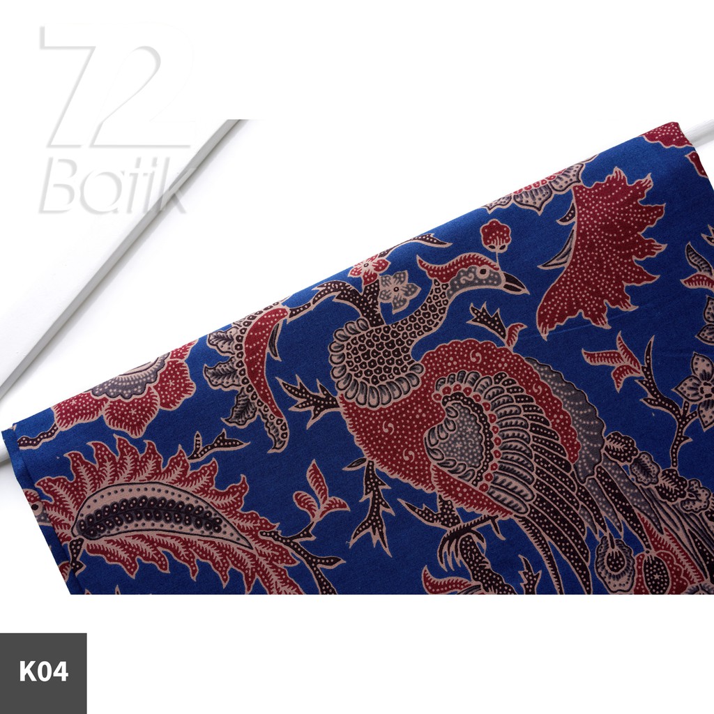 KAIN BATIK PREMIUM Bahan Katun Motif Burung Merak Warna Biru Blue 723689 Cap 72 Jarik Jarit Samping Kebat Panjang Batik Katun Modern Premium Bahan Seragam Batik Pernikahan Kantor Keluarga Murah Kamen Jadi Batik Bali Lembaran