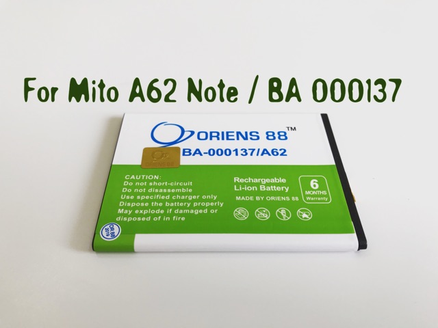 (P) Baterai batre battery Mito A62 Note / BA 000137 Double power/IC oriens88