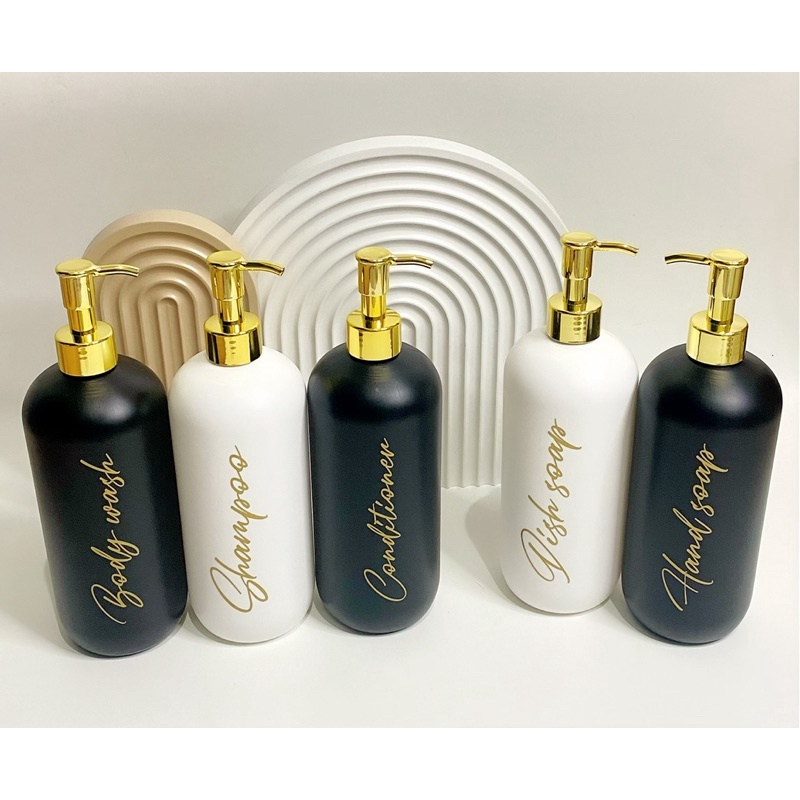 botol DOFF n24 HITAM PUTIH GOLD SWEET 500ml . aesthetic bottle refill isi ulang tempat sabun cair pump estetik