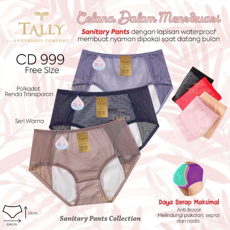 TALLY CD CELANA DALAM HAID MENSTRUASI 999 | FIT XL | BAHAN RENDA