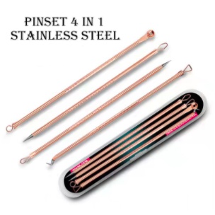 Pinset Alat Pencabut Set Pengangkat Pencetan Komedo Jerawat Blackhead Remover Kit Stainless Steel facial kecantikan