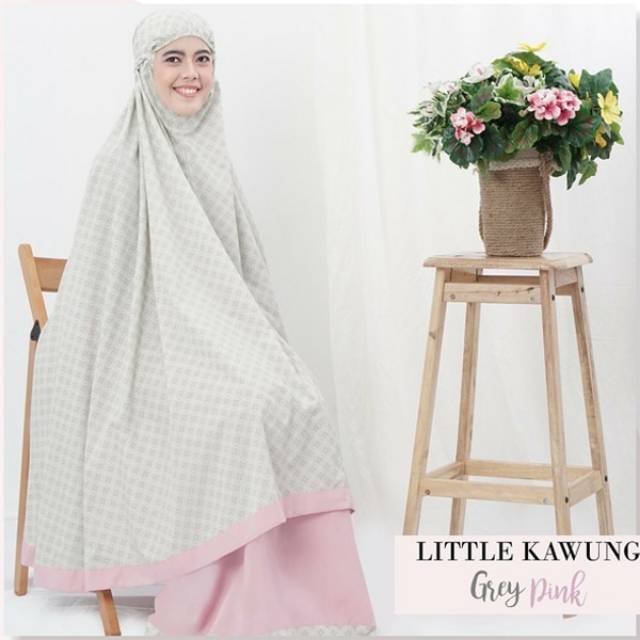 Mukena litte kawung grey pink