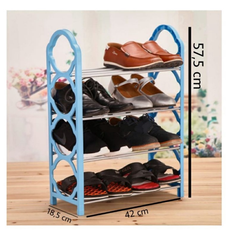 RAK SEPATU SANDAL 4 SUSUN LAYER PLASTIK MOTIVE POLOS - random