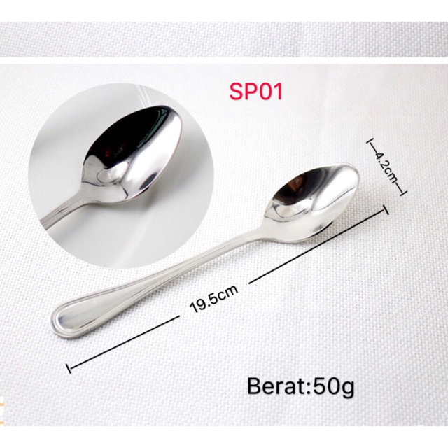 3 pcs sp01 sp02 sendok makan besar sedang spoon tebal stainless steel elegan garis