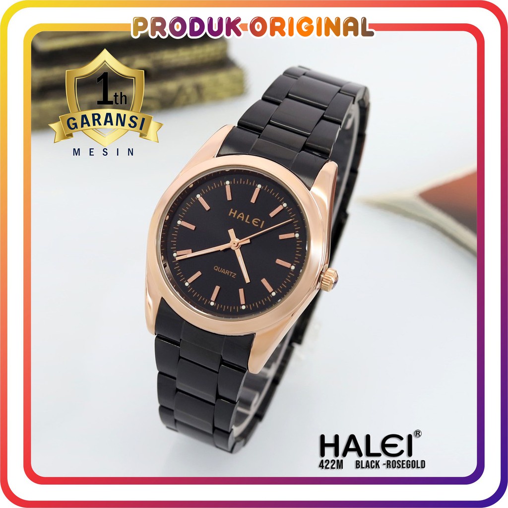COD JAM TANGAN PRIA HALEI ORIGINAL 422 POLOS RANTAI HITAM WATER RESISTANT STAINLES STEEL