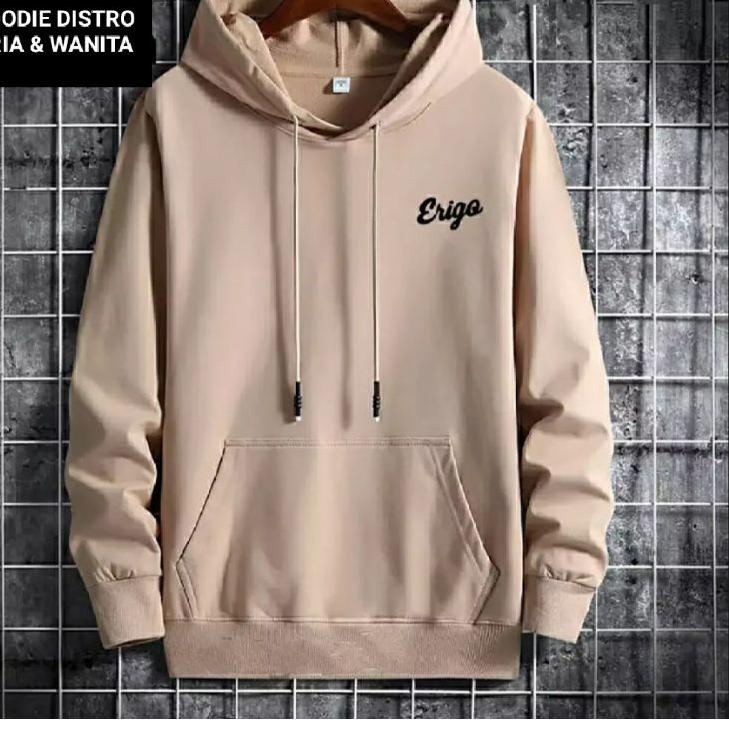 ➷ Sweater Hoodie Pria Distro Erigo Premium Ori Krem Bahan Fleece Tebal Jaket Hoodie Pria/Wanita ✧