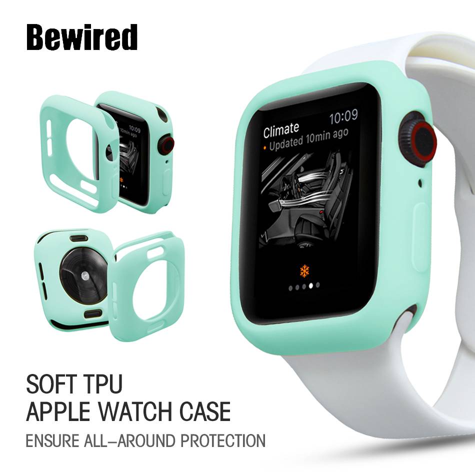 Soft Case Pelindung Bahan Tpu Warna Permen Untuk Apple Watch Se 6 / 5 / 4 / 3 / 2 / 1 38mm 40mm 42mm 44mm