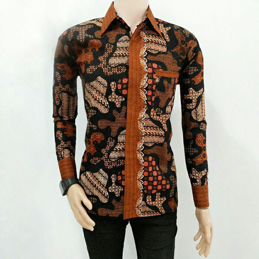 Kemeja Batik Pria Lengan Panjang Motiv Terbaru Seragam Guru Dan Kantor Bahan Katun Adem Di Pakai Ser