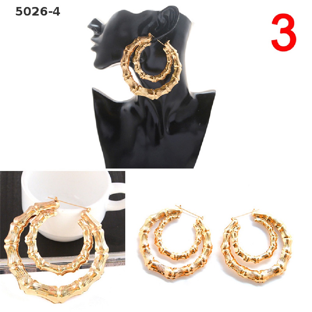 5026-4 Large Bamboo Earrings Hip-Hop Earrings Ladies Hoop / Hoops Ear Circle  5026-4