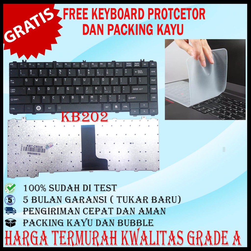 (GRATIS KEYBOARD PROTEKTOR) Keyboard Notebook Toshiba Satellite C600 C640 L600 L635 L640  L730  L740