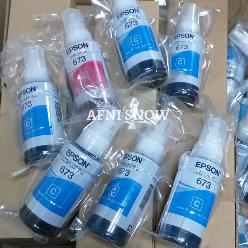 Tinta Epson Original 673 Reffil LOOSE PACK printer L800 L1800 CYAN - Biru