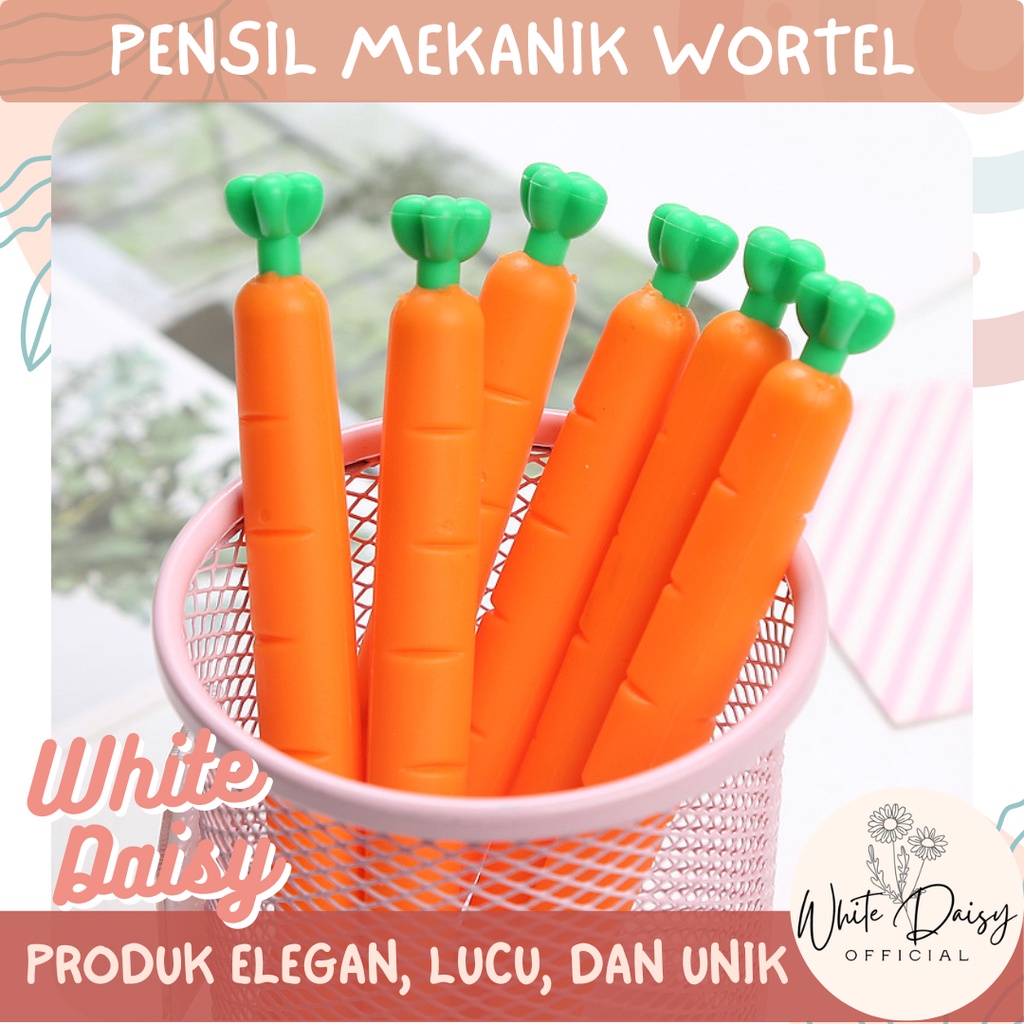 

Pensil Mekanik Bentuk Wortel Lucu Isi Ulang Refill Pencil Cetek Carrot Alat Tulis Murah dan Unik