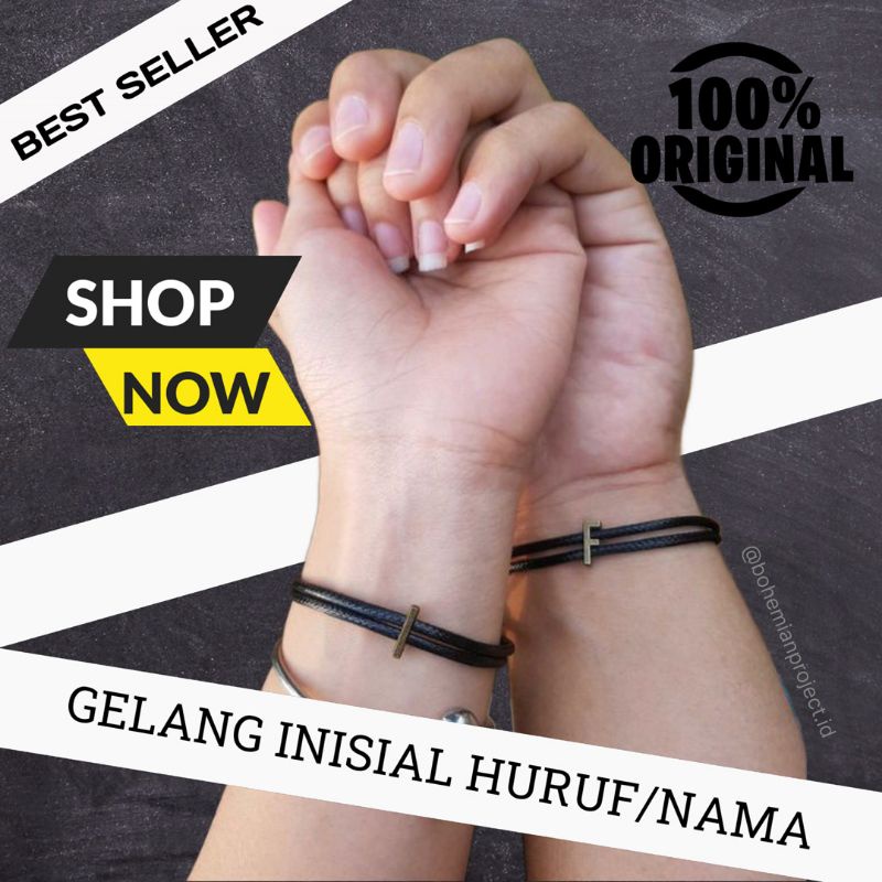 10.10 GELANG HURUF | GELANG NAMA | GELANG INISIAL A-L | gelang simple | gelang Couple Murah bandung