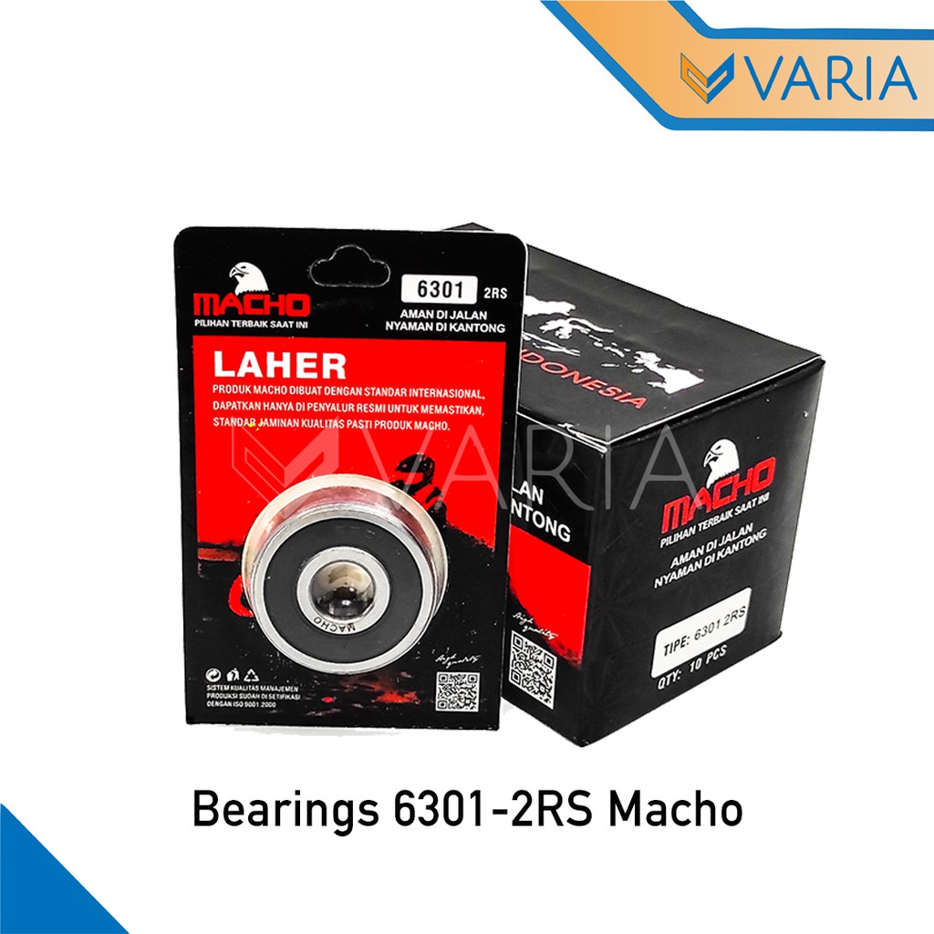 Bearing / Laher Roda Motor 6301 2RS Tutup Karet Double Macho