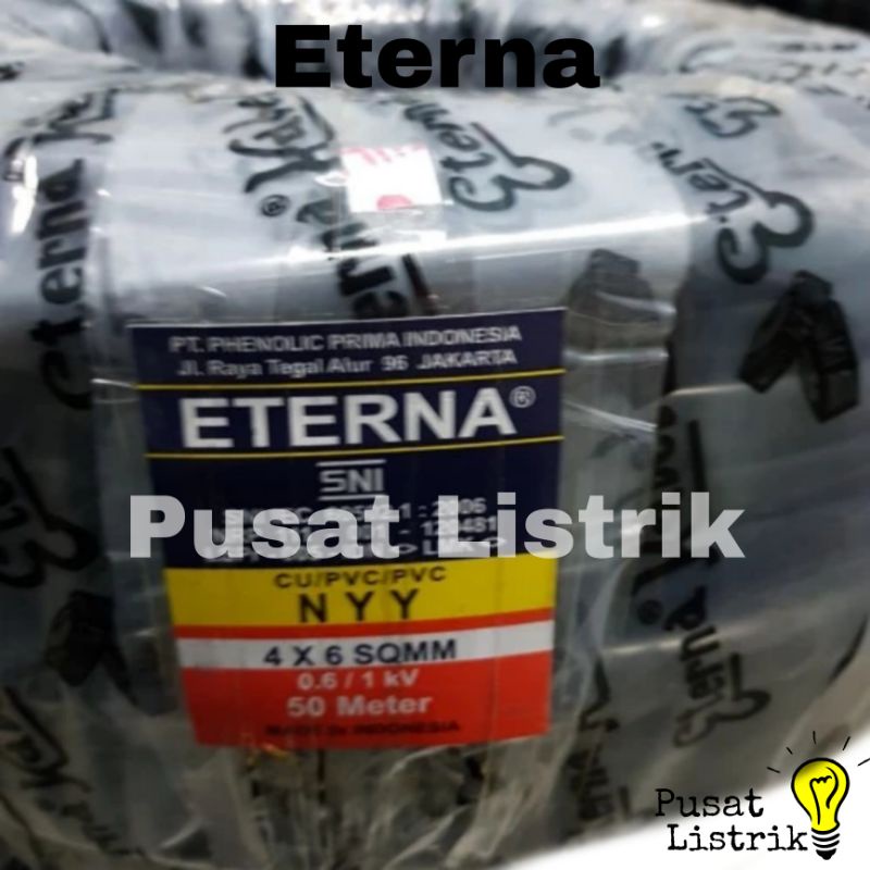 Kabel Eterna NYY 4x6mm Kawat Tembaga Hitam Harga Permeter Kabel Kawat Tembaga 4x6mm (Potongan)