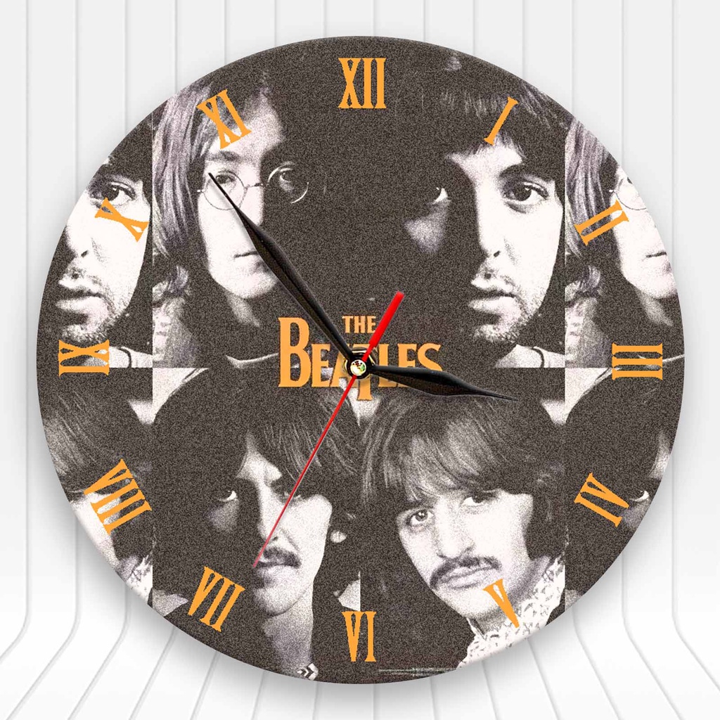 JAM DINDING KAYU UNIK BAND THE BEATLES - DEKORASI RUANGAN KAMAR - HADIAH ULANG TAHUN - BTLS S1-02BTLS-04
