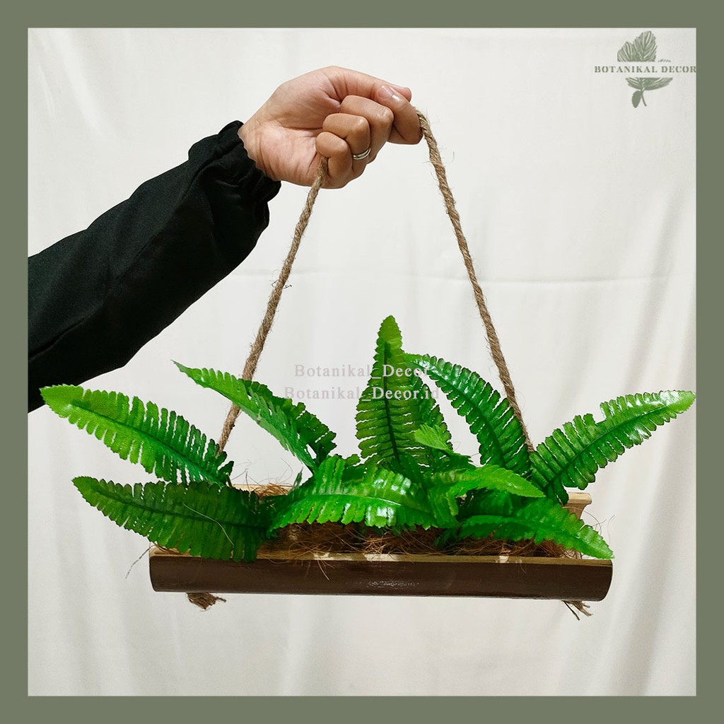 Vas Pot Bamboo Bambu Artificial Flower Pinnae Fern Bunga Tanaman Palsu Plastik Gantung Dekorasi Hias
