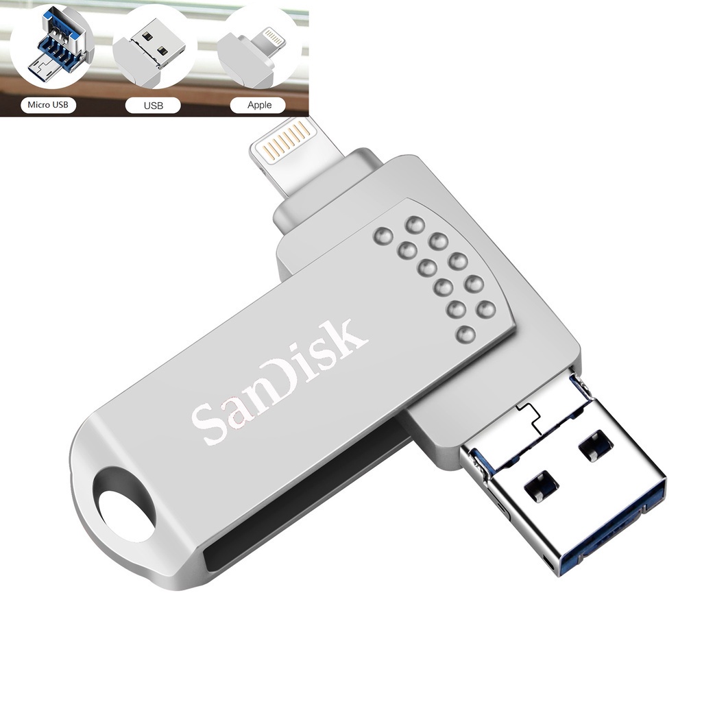 Original 3 In 1 Flash Drive USB OTG Untuk iPhone 8x11 12 Pro ipad