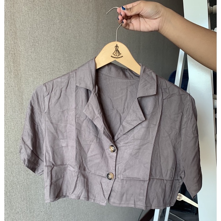 ZENAYA SET SETEL281 SETELAN BAJU CROP DAN CELANA PANJANG KULOT BUSUI SETEL281-Dark Grey