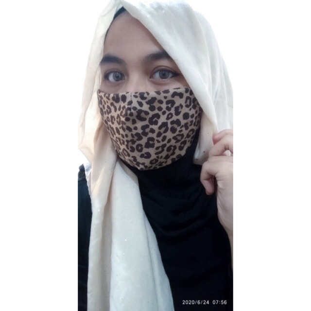 PROMO!!! Realpict .. Masker Kain Leopard Suede Premium Dewasa