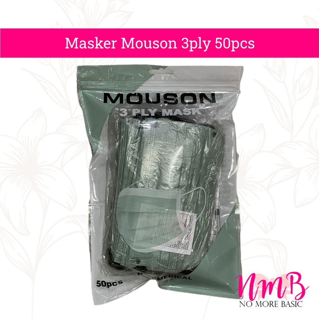 Masker Earloop 3 PLY Disposable Mask MOUSON 50 PCS Kemenkes