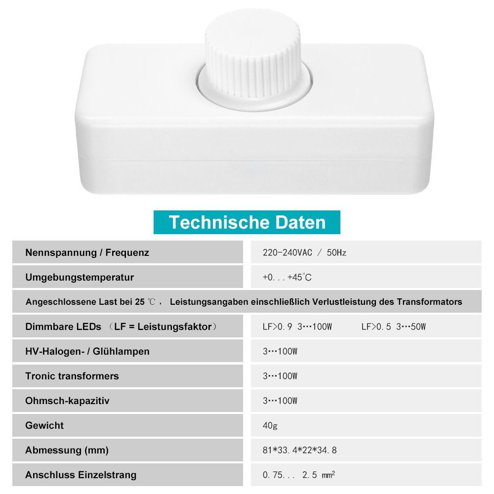 Rebuy Dimmer Switch Controller 100W Lampu Meja Bohlam Pijar Yang Dipasang Di Dinding Kontrol Pencahayaan Putar Pintar