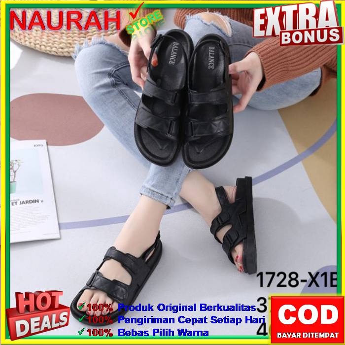 ✨ COD ✔️ SANDAL BALANCE 1728 X1B SANDAL GUNUNG WANITA ELEGANT POLOS NYAMAN AWET SOL ANTI SLIP