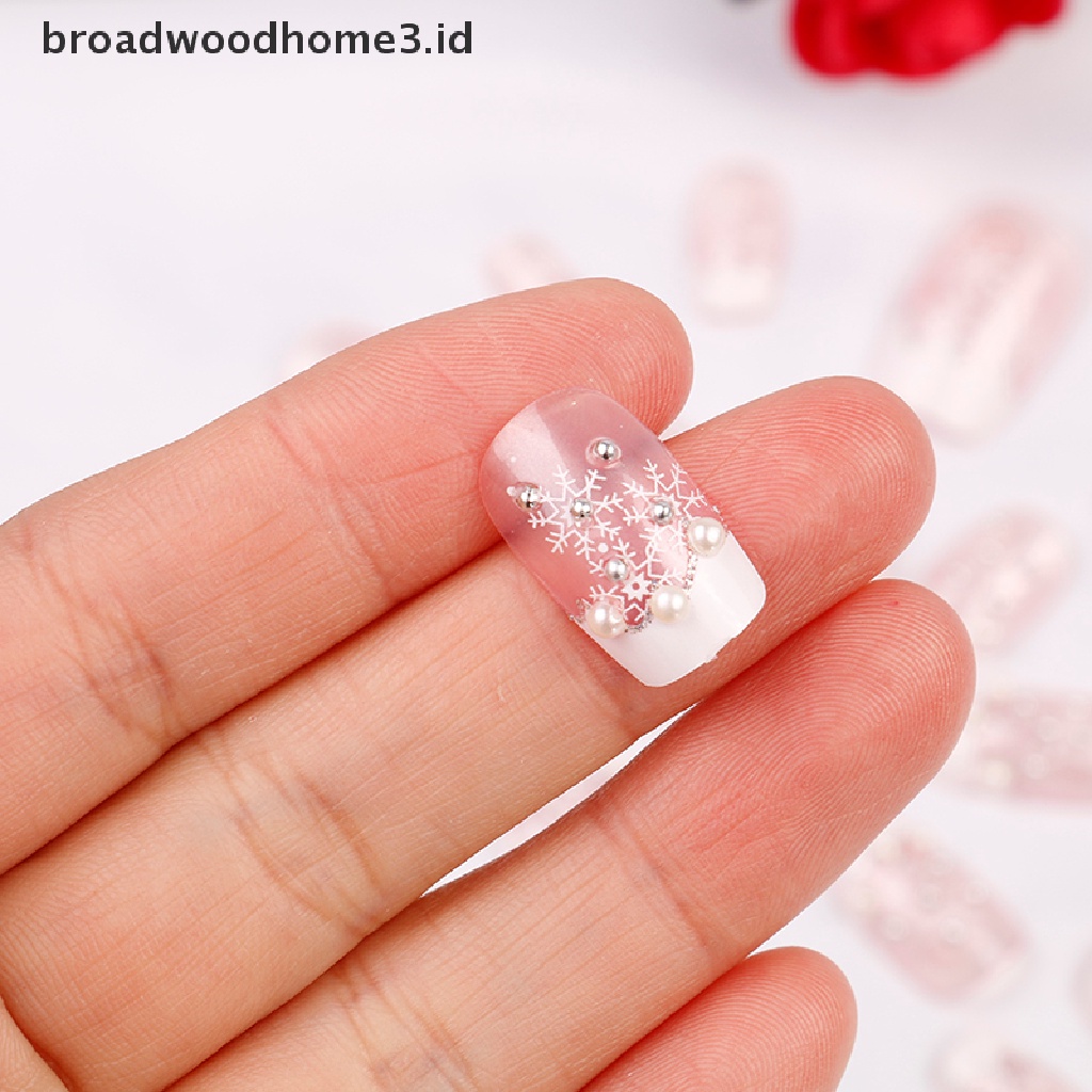 24pcs Kuku Palsu Akrilik Uv Gel Motif Snowflake Untuk Nail art