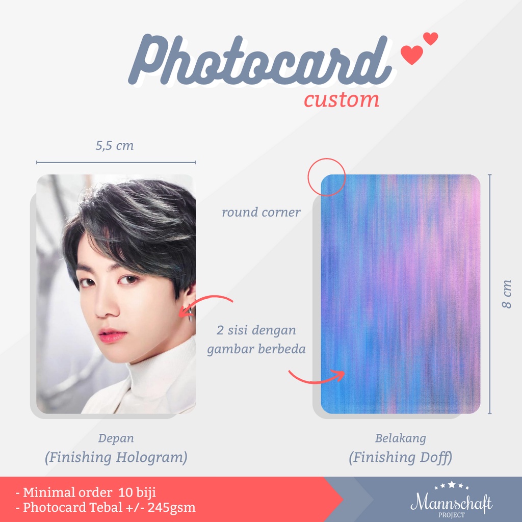 [MANNSHPRO] Print Cetak Photocard Hologram Custom 2 sisi