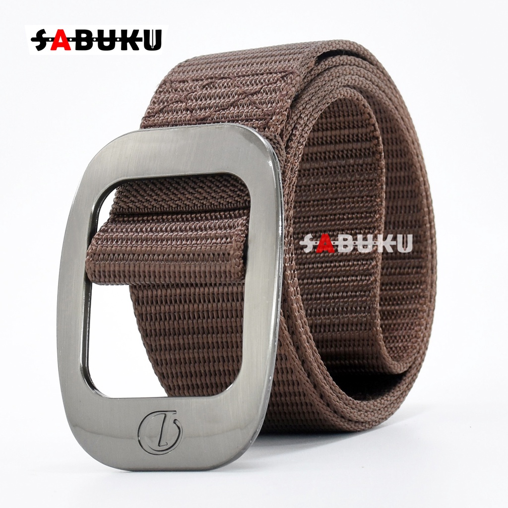 Ikat Pinggang Pria Canvas Kain Nylon Sabuk Canvas Military Tactical Model Kepala Besi Men Belt - 174