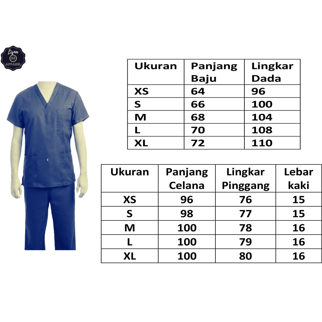 Baju Jaga Medis Doctor Scrub APD OKA Slim Fit XS-XL Japan Drill