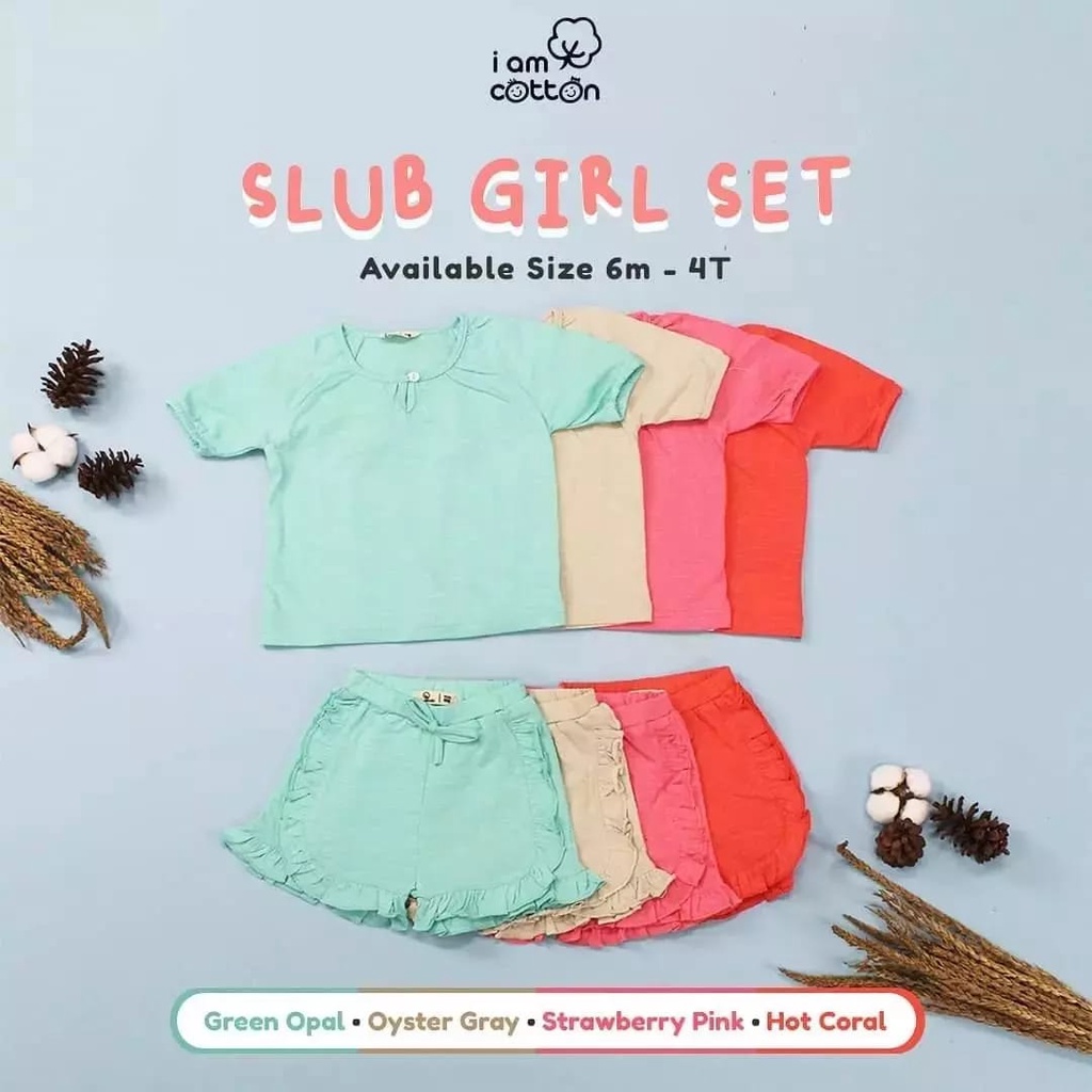 I Am Cotton Setelan Slub Girl 6M-24M