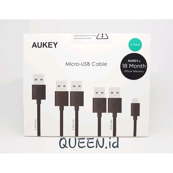 Solusi AUKEY CB-D5 Micro USB 5 Pack ORIGINAL - Kabel data Aukey  Diskon