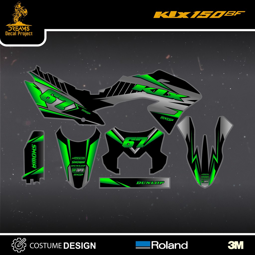 Decal KLX 150 BF Black Grey